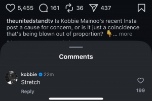 社媒分享《爆裂鼓手》暗示得不到主帅认可？梅努回应网友：想多了