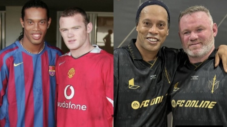 跨越20年~小罗和鲁尼合影对比，岁月对谁“下手”更狠？😃