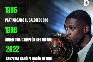 阿媒晒图：普拉蒂尼本泽马拿金球后，阿根廷世界杯夺冠，2026呢？